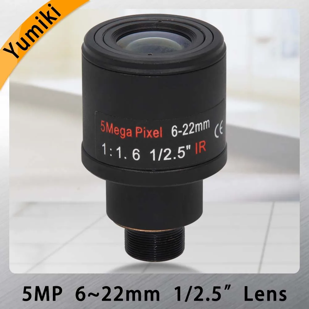 Yumiki 5,0 мегапиксельная варифокальная 6-22 мм 5MP CCTV камера объектив для камеры безопасности s F1.6 M12 крепление