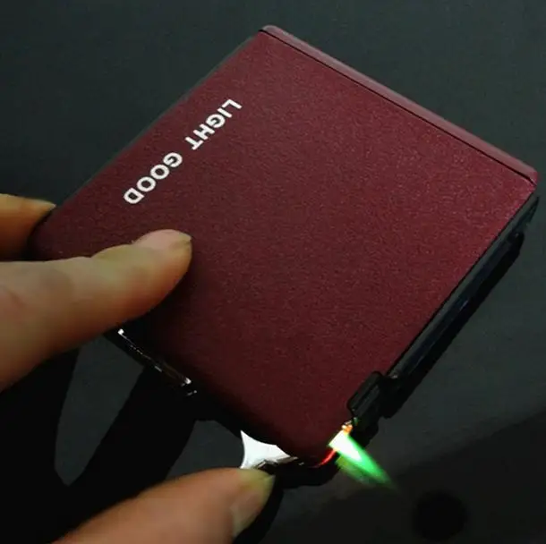 Fashion-Creative-ultra-thin-windproof-color-frosted-automatic-cigarette-case-box-with-lighter-free-shipping