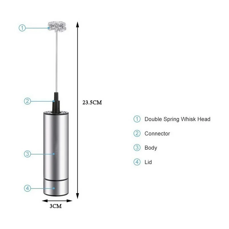 Электрический вспениватель молока с двойной/тройной пружинной насадкой для взбивания кофе из нержавеющей стали ручной вспениватель молока пенообразователь кухонный инструмент