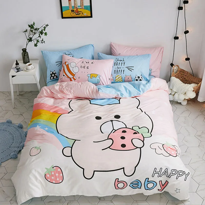 

DIFUNINA Bed Linings Cartoon Child Cotton Bedding Set Active Printing Bed Sheet Pillowcase Duvet Cover Home Textiles