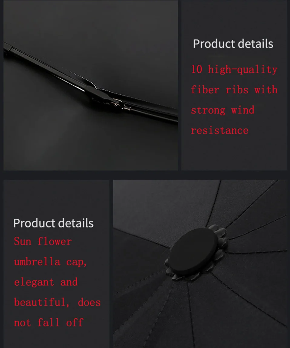 New Automatic Three-Folding Automatic Umbrella Sun Rain Women Male Auto Luxury Windproof Travel Umbrellas For Men Black (5)