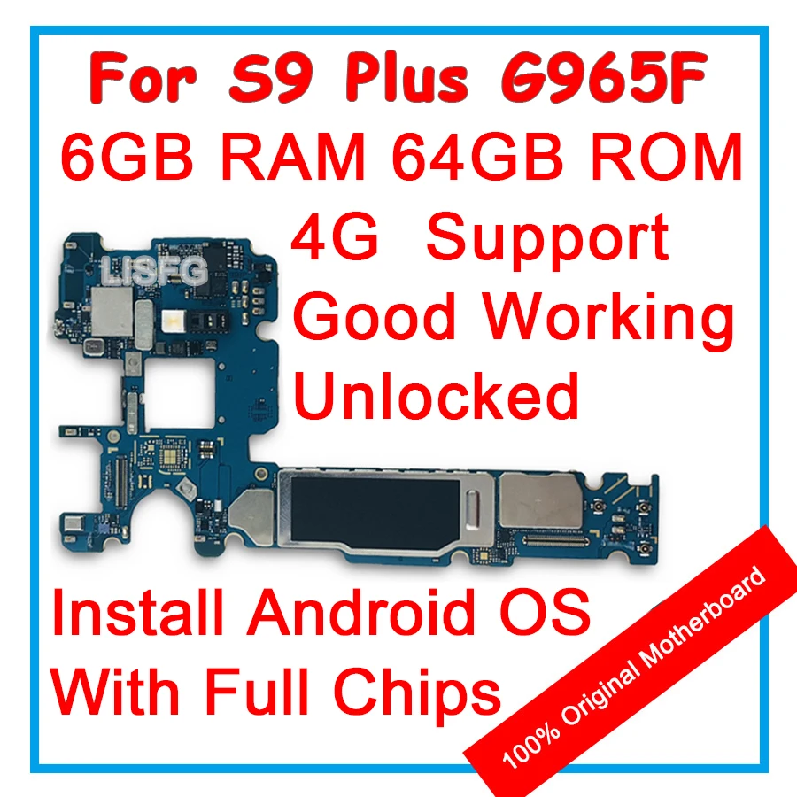 

6GB RAM 64GB ROM 100% Original Unlock Motherboard For Samsung Galaxy S9 PLUS G965F G965U G965FD Logic Board Mainboard With Chip