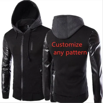 

Brand Custom Logo Men's Zipper Jacket Men's Spring Autumn Male Sweat Towel Sleeve Sportwear Men's Leather Jackets Print Hoodies