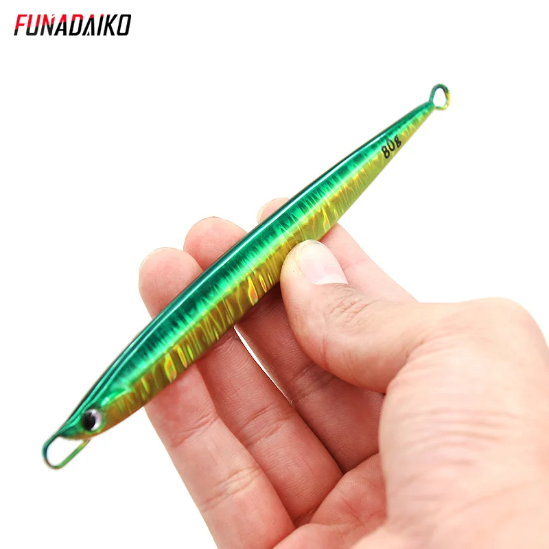Farbe : Blue, Gr/ö/ße : 80g 1pc Havsfiske Jigging Lure Fast Speed Jig Lange Casting Metall Jig 80g 135g Salewater Luminous Angeln Jig K/öder L-MEIQUN 100g