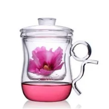 [HT!] 400 мл стеклянная чайная чашка с фильтром внутри, офис цветок распускающийся чай, ручной работы высокая термостойкость чайная кружка
