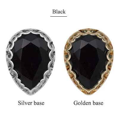 10x14 мм, форма в виде капли высокое качество стеклянные кристаллы, стразы, форма птичьего гнезда основа пришить камни для высшего класса ювелирных аксессуаров - Цвет: Black