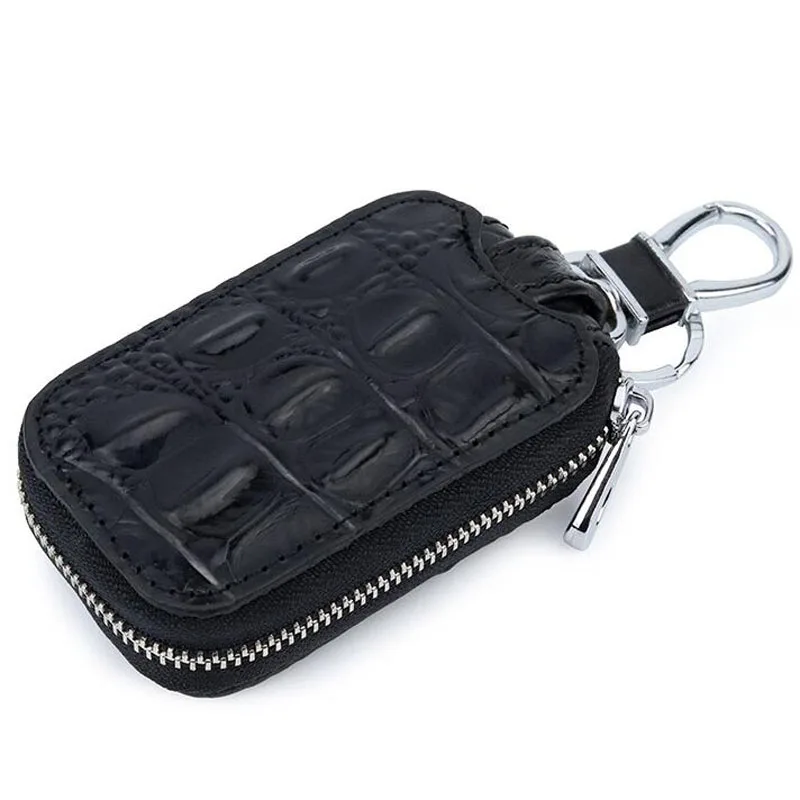 

Car Key Wallets Leather Men Key Holder Housekeeper Keys Organizer Crocodile pattern Key chain Covers Zipper Key Case Bag Unisex