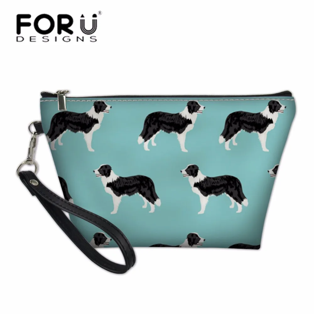 

FORUDESIGNS Women Border Collie Printed Travel Wash Bags for Make Up Pouch Cosmetic Cases Toiletry Bag Wash Kit Storage Girls