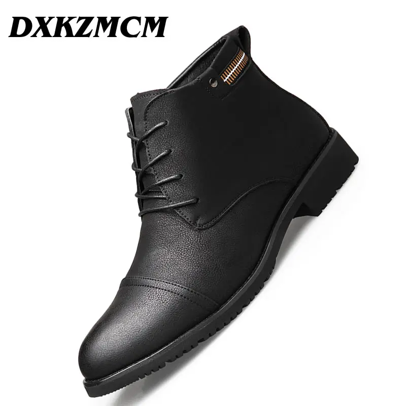 DXKZMCM для мужчин сапоги и ботинки девочек зимние ботильоны модные мужские кожаные