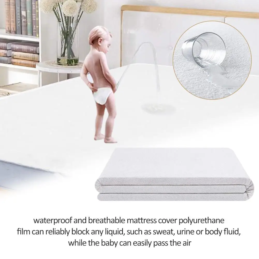 

1PC New Waterproof Bed Cover High Quality Breathable Mattress Protector Fitted Sheet With Elastic Band Mattress Protector Cover