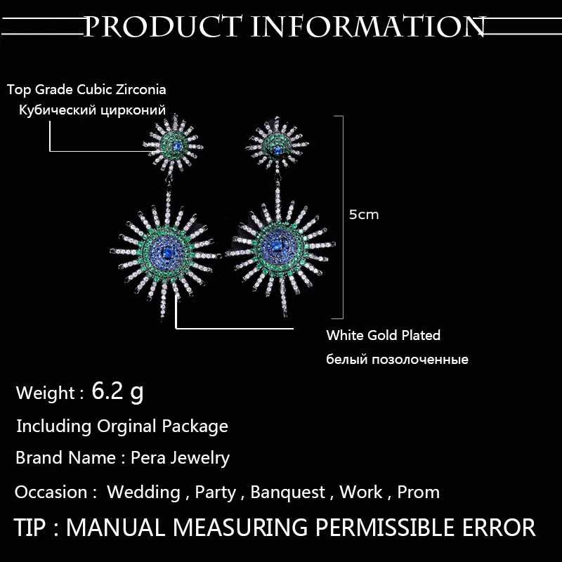 Pera, элегантные, повседневные, вечерние, черные, большие, двойные, в форме звезды, зеленые, кубические циркония, выложенные, длинные висячие Висячие серьги для женщин, E373