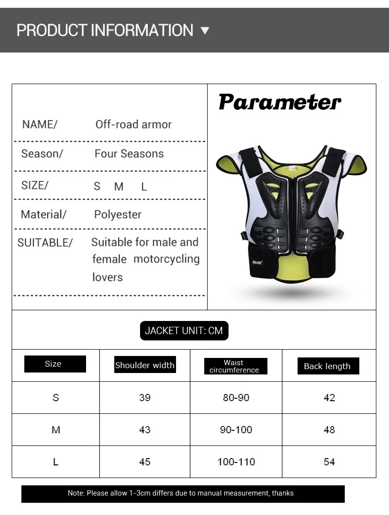 SULAITE защита для тела для детей, мотоциклетная куртка, мотоциклетная куртка для мотокросса, майка без рукавов, защитная куртка для позвоночника и груди