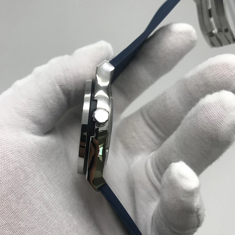 7 ألوان رجالي فاخر الميكانيكية ووتش 42 مللي متر الإنزلاق السلس الذهب حالة الأزرق الهاتفي ساعة بحزام مطّاطي الياقوت الزجاج AAA + الرياضية الساعا...