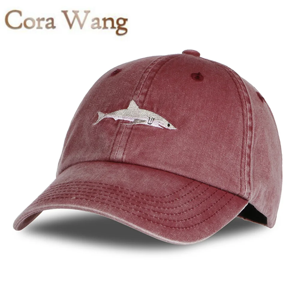 Cora Wang 100% cotton Washed casquette baseball caps Men hats Shark Embroidery Dad Hat for Women gorras planas snapback bosco