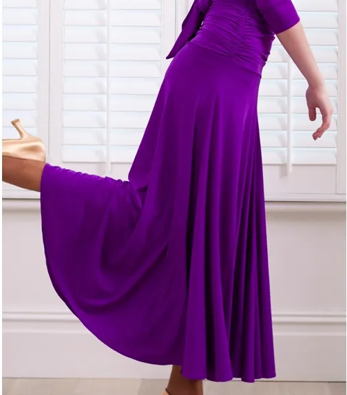 Бальная юбка, юбки для испанских танцев, костюмы для танго, юбка для танго, одежда для Бальных тренировок, фокстрот, платье для танцев, Одежда для танцев - Цвет: Purple