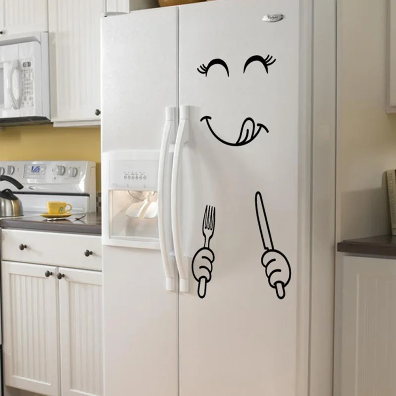 1 шт. стикер на стену клевый стикер на холодильник счастливое вкусное лицо кухонный Холодильник настенные художественные наклейки на холодильник самодельная перегородка наклейка s