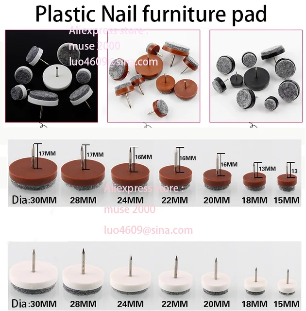 18 20 22 24 28mm Dia Plastic Felt Pad Bottom Nail Feet Flet Wood 18 20 22 24 28mm Dia Plastic Felt Pad Bottom Nail Feet Flet Wood Furniture
