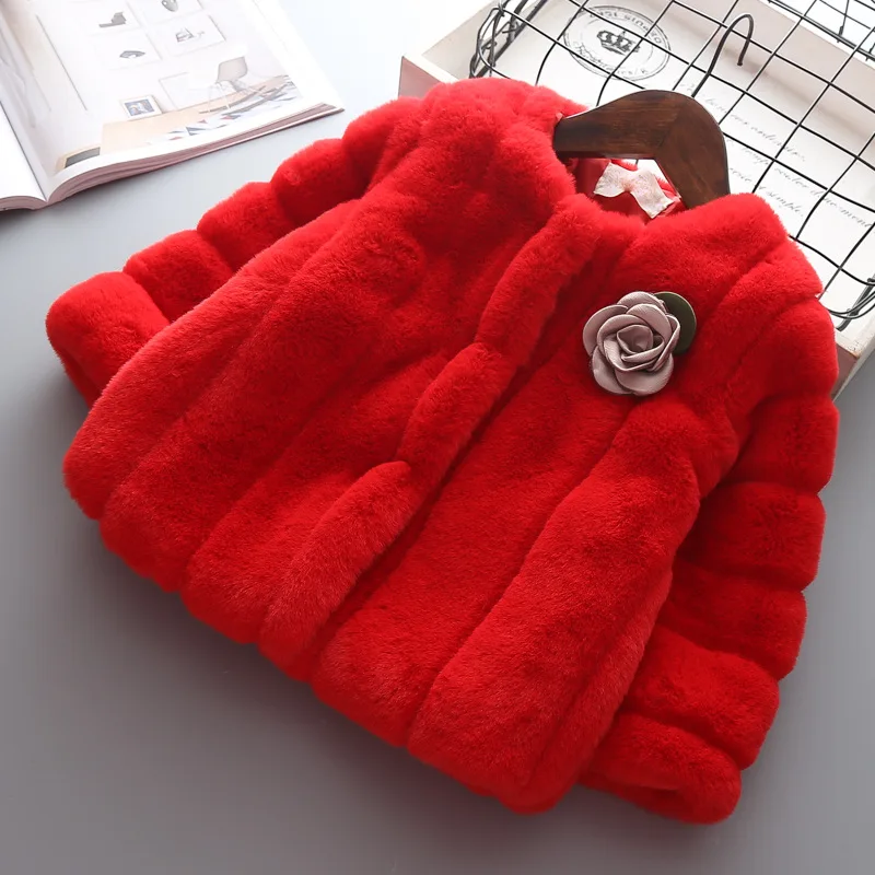 Girls Christmas Fur Overcoat Autumn Winter Jacket Beautiful Sostume For Girl Children outerwear Baby Warm Wear fall Thick Coats | Детская