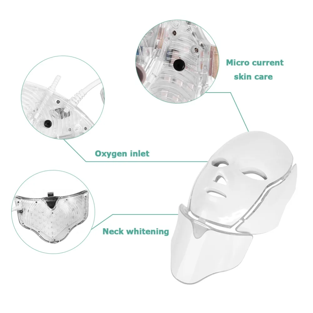 7 цветов Электрический светодиодный маска для лица шеи омоложение кожи лица Массажер устройство для лечения светодиодами красота кожа
