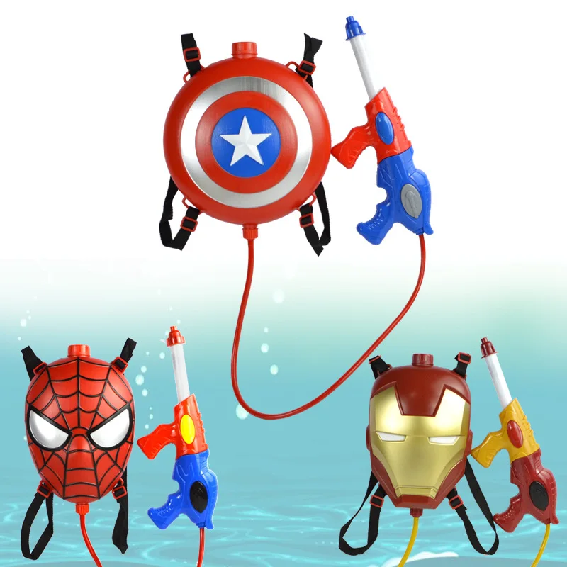 

Avenger League Boy Iron Man Spider-man Backpack Water Gun Outdoor Combat Water Gun Combination Launches toys for children