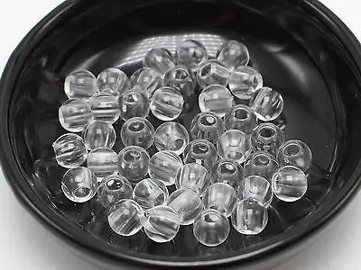 

200 Clear Transparent Acrylic Round Pony Beads 8X7mm Kids Craft Kandi Bracelet
