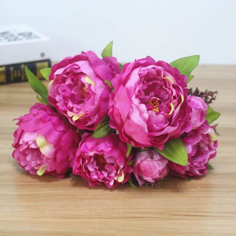 (7 headsbunch) 2017 New.Silk Simulation Artificial flower Peony flower bouquet for wedding home decoration (1)