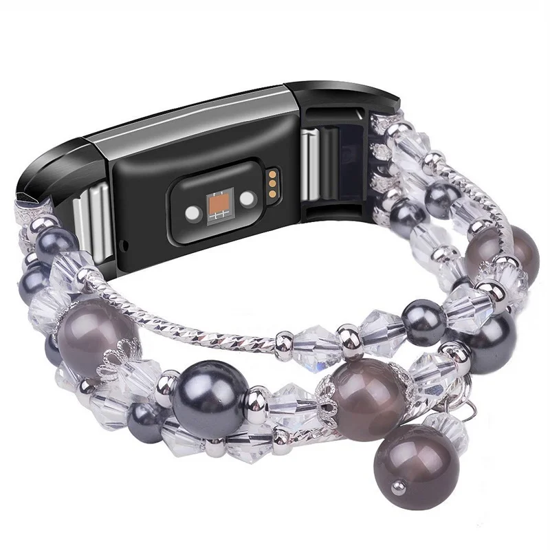 

For Fitbit Charge 2 Bands Handmade Fashion Pearl Bracelet with Elastic Stretch for Women Girls