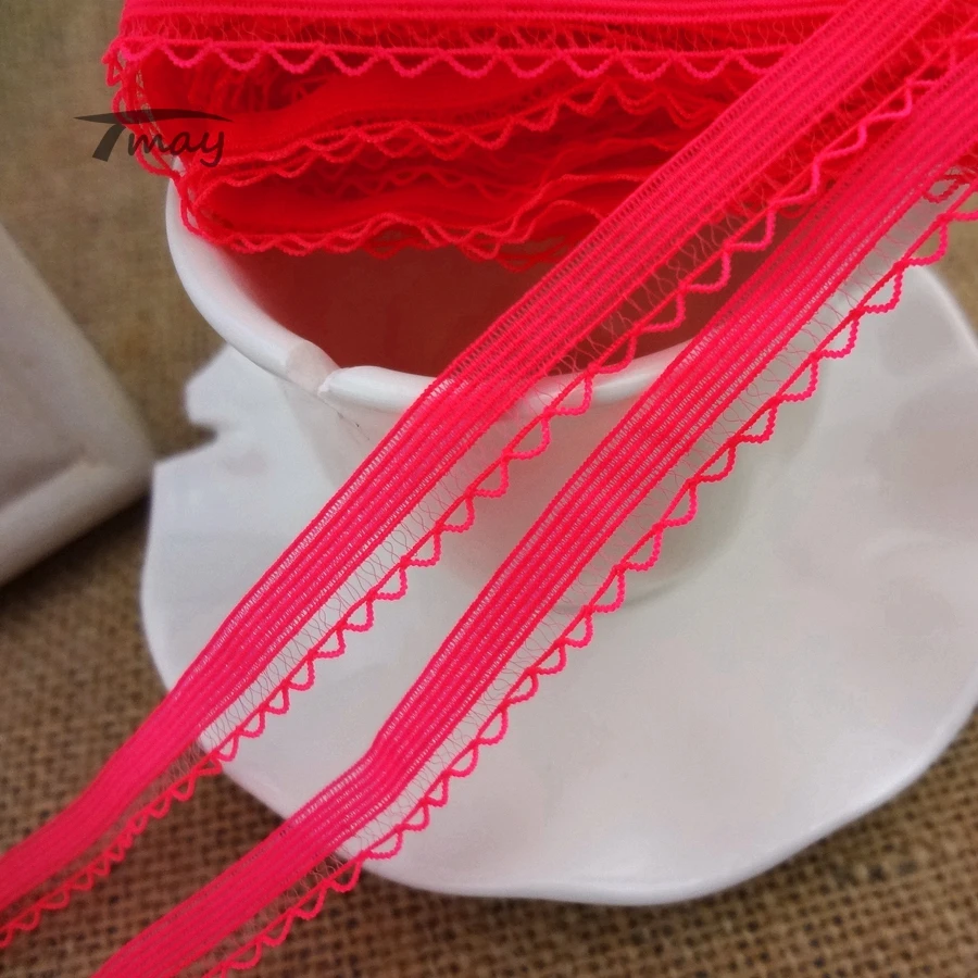 

#1249 Neon Color Elastic Bands Lace Fabric 8 yards/lot Lace Ribbons DIY Handmade Embroidered Apparel Tape Gift Packing Material