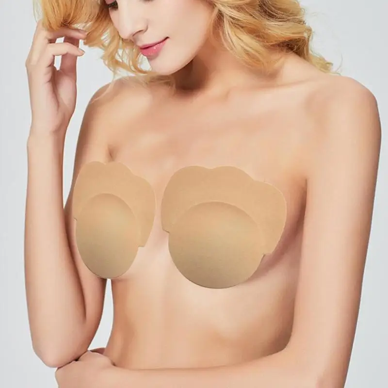 

1 Pair Bra Pad Reusable Self Adhesive Silicone Chest Stickers Nipple Cover