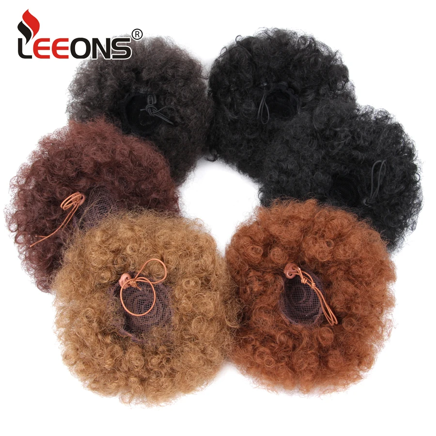 Leeons Synthetic Claw Clip Ponytail Hair Extensions Drawstring Natural Hair Ponytail Pony Tail Puff Kinky Straight fake hair extensions