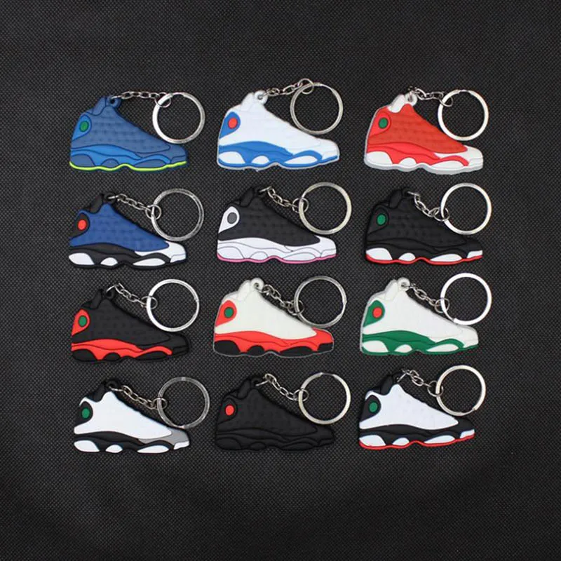 

Mini Silicone Jordan 13 Keychain Woman Men Kids Key Ring Gift Key Holder Bag Charm Accessories Basketball Shoes Key Chain