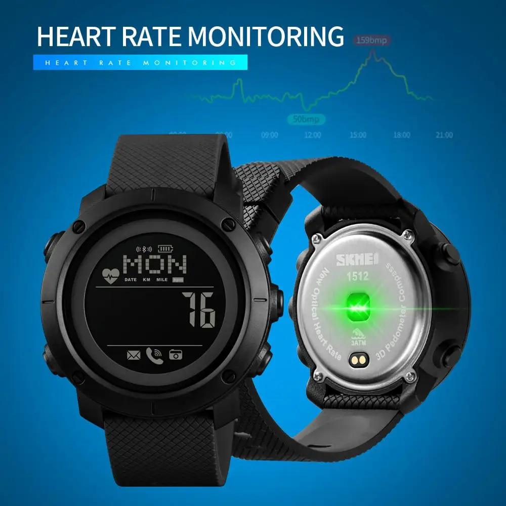 Comprar Reloj deportivo SKMEI reloj de pulsera Digital a prueba de agua para hombre reloj de frecuencia cardíaca calorías reloj hombre