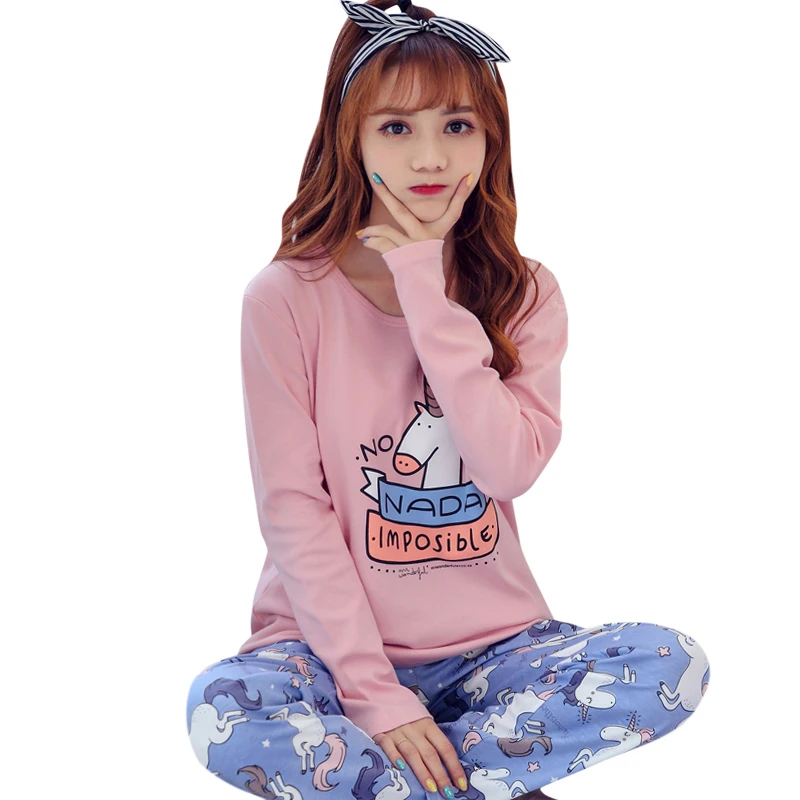 Buy New Cute Women's Pajama Sets Unicorn Print 2