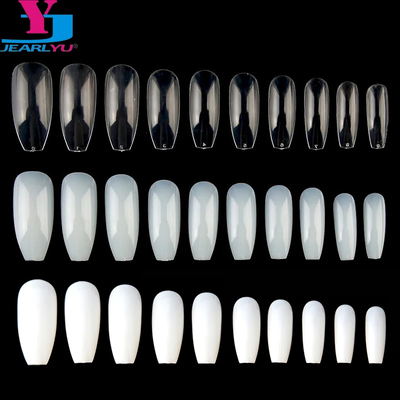 

500 Pcs Bailarina Nail Tips Coffin Fake Nail Nature Clear White Artifical Nails High Quality Full Cover Tips Kunstnagels Tools