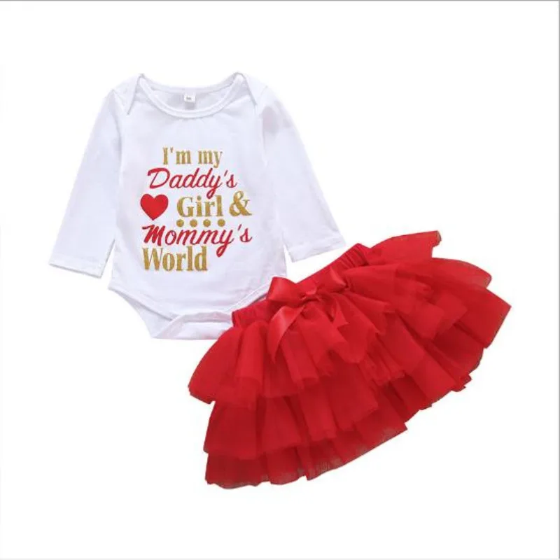 

2019 spring girl baby skirt suit cute bow mesh skirt + long sleeve print jumpsuit spring two-piece set for 0-3 years old baby