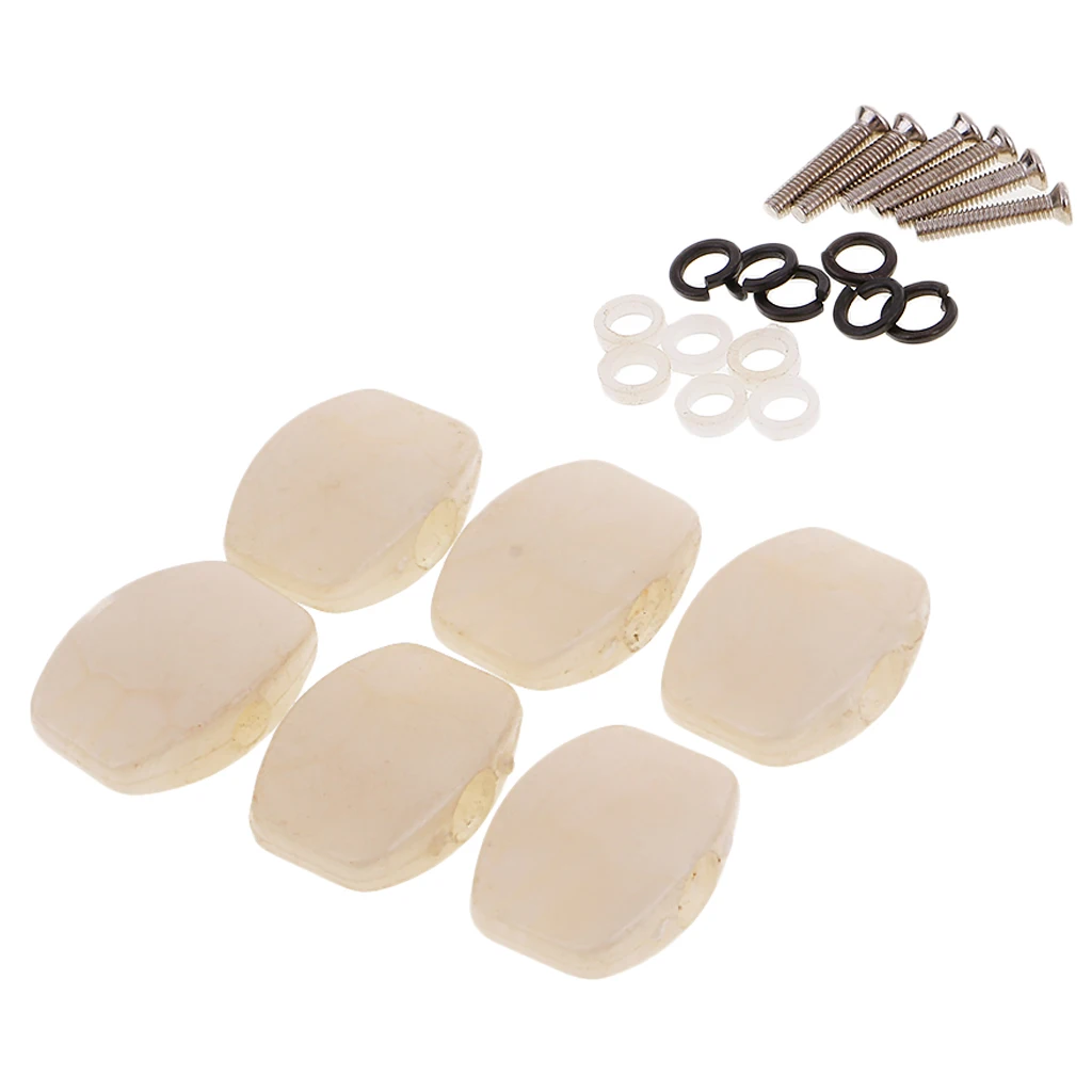 6 Pieces Plastic White Pearl Guitar Tuning Pegs Buttons Keys Tuners Machine Heads