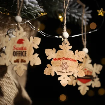 

2pcs Merry Christmas New Year Wood Christmas Tree Ornament Wooden Hanging Pendants Gift Noel Christmas Decora Adornos De Navidad