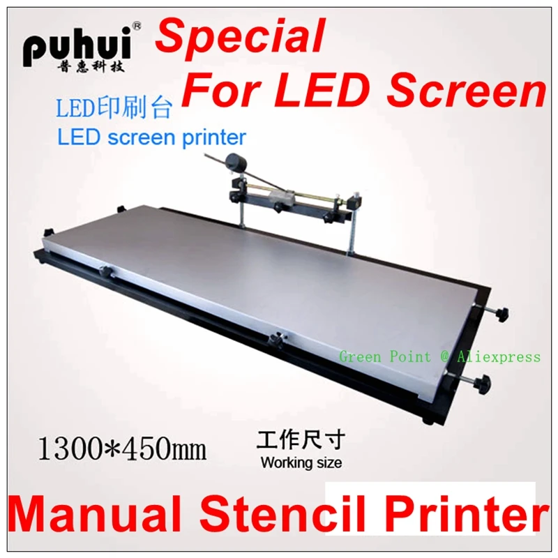 New Arrival Authorized PUHUI LED Solder Paste Printer 1300x450mm Size Manual Stencil Printer Machine Silk Printing Machine