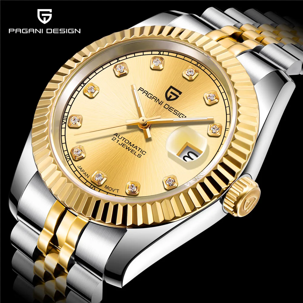 Золотые автоматические механические мужские часы PAGANI Дизайн Топ бренд часы Мужские Роскошные бизнес часы из нержавеющей стали Relogio Masculino