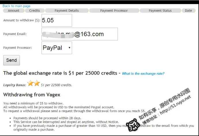 Vagex提现到Paypal