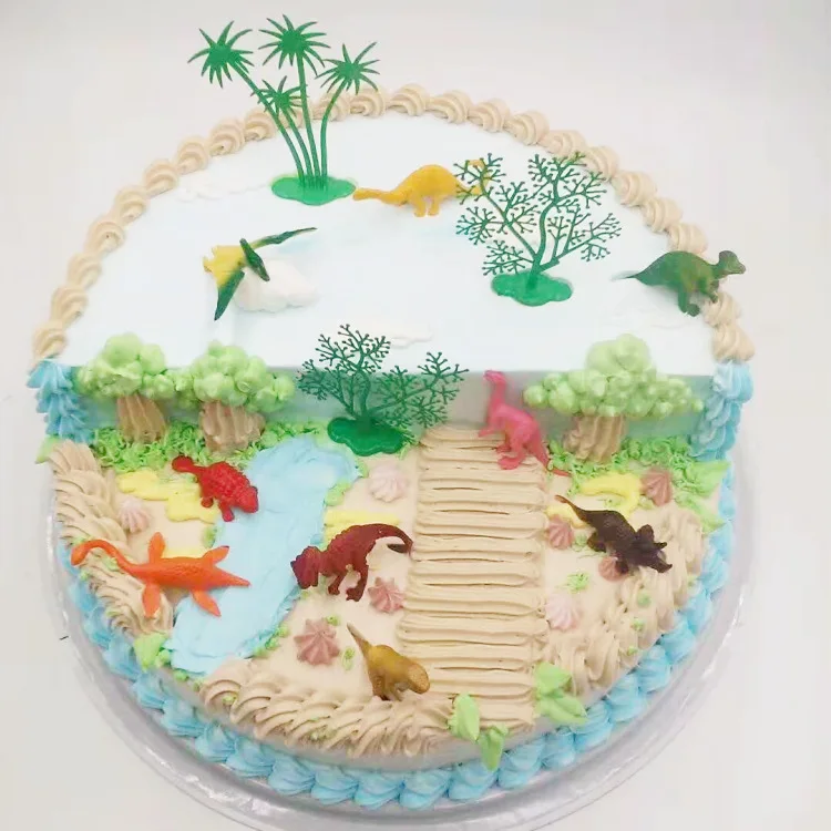 16pcs/lot Jungle theme party Dinosaur Cake Topper DIY cake Decoration Baby Shower Birthday party supplies Cake flag