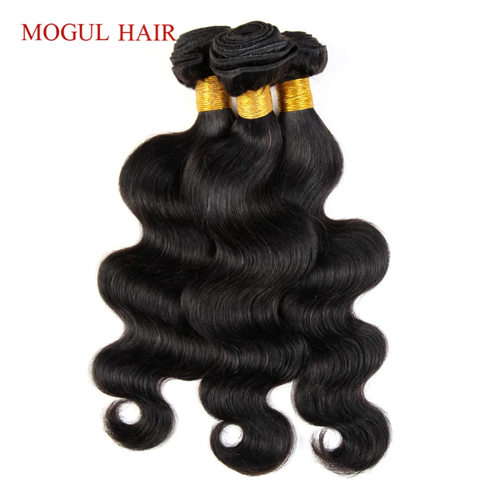 

MOGUL HAIR Brazilian Body Wave Hair Weave Bundles 8-28 inch Non Remy Human Hair Extensions Black Color 1B Can be Dyed 8-28 inch