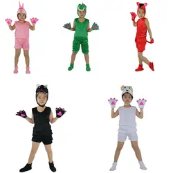 Милый карнавальный костюм с короткими рукавами и рисунком животных для детей, одежда для выступлений, костюм на Хэллоуин для детей