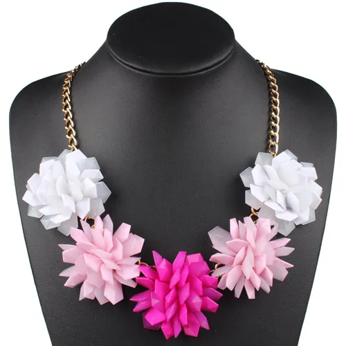 Трендовое цветное желеобразное Прозрачное пластиковое женское ожерелье-чокер с цветами, вечерние ювелирные изделия, 16 цветов - Окраска металла: Gradient Pink