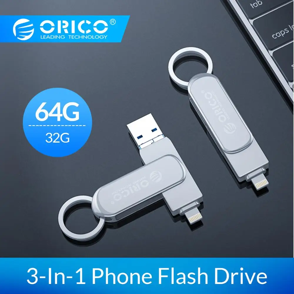 

ORICO OTG USB Flash Drive 3-In-1 U Disk 64GB 32GB USB3.0 Flash Memory USB Stick Flash Disk For Phone/Tablet/PC