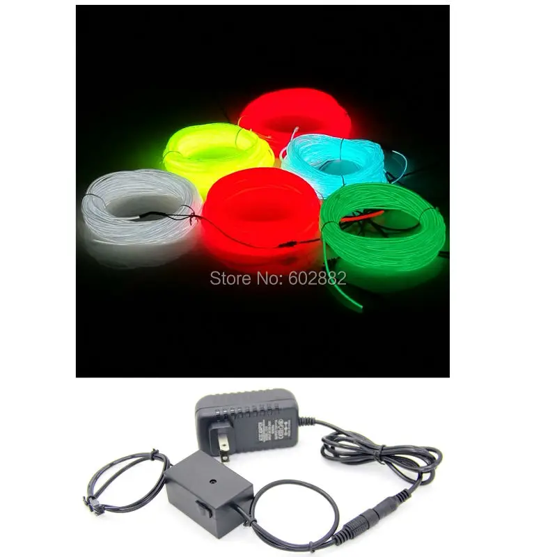 

220/110V Inverter with power adapter + 10 Meters long el wire, neon wire, LED lighting (2.3mm)