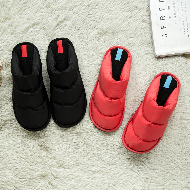

Couple Cotton Slippers2018 Winter Down Women's Home Slippers Soft Bottom Comfortable Warm Men And Women Non-slip Cotton Slippers
