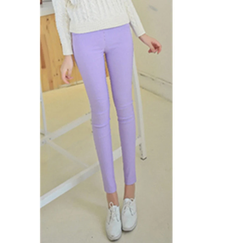Леггинсы для беременных женщин Весна новая Корейская версия ярких цветов высокие эластичные тонкие похудения Модные узкие брюки беременность брюки - Цвет: zi