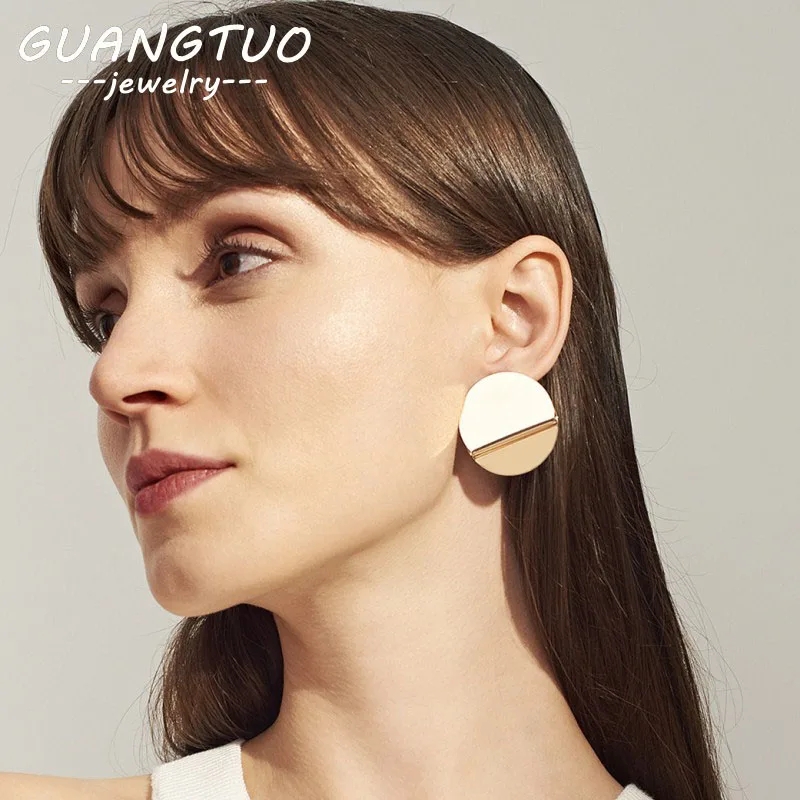 

New Personality Round Glossy Irregular Stud Earrings For Women Fashion Ear Jewelry Exaggerated Brincos American European EB2138