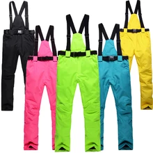 Лыжные штаны для женщин и мужчин, профессиональные лыжные штаны, теплые ветрозащитный водонепроницаемый для снега, сноубординг, штаны, уличные зимние брюки